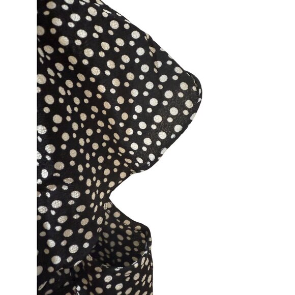 Max Studio Womens Polka Dot Ruffle Blouse M Black/White - Picture 6 of 12